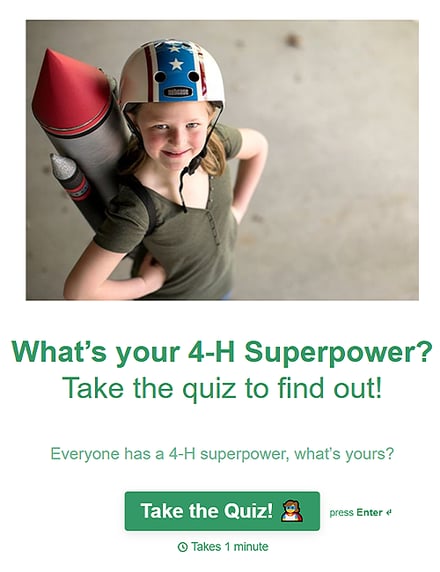 What's your 4‑H Superpower? Take the quiz to find out!